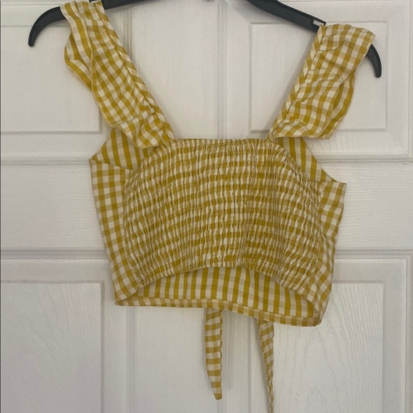 Yellow Gingham Tie-Front Top - Picture 3 of 3